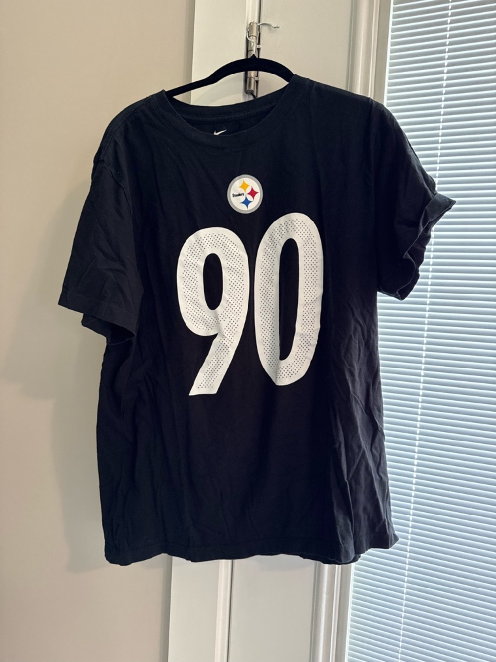 TJ Watt Nike Black T-Shirt with White Logo and Yellow Accent